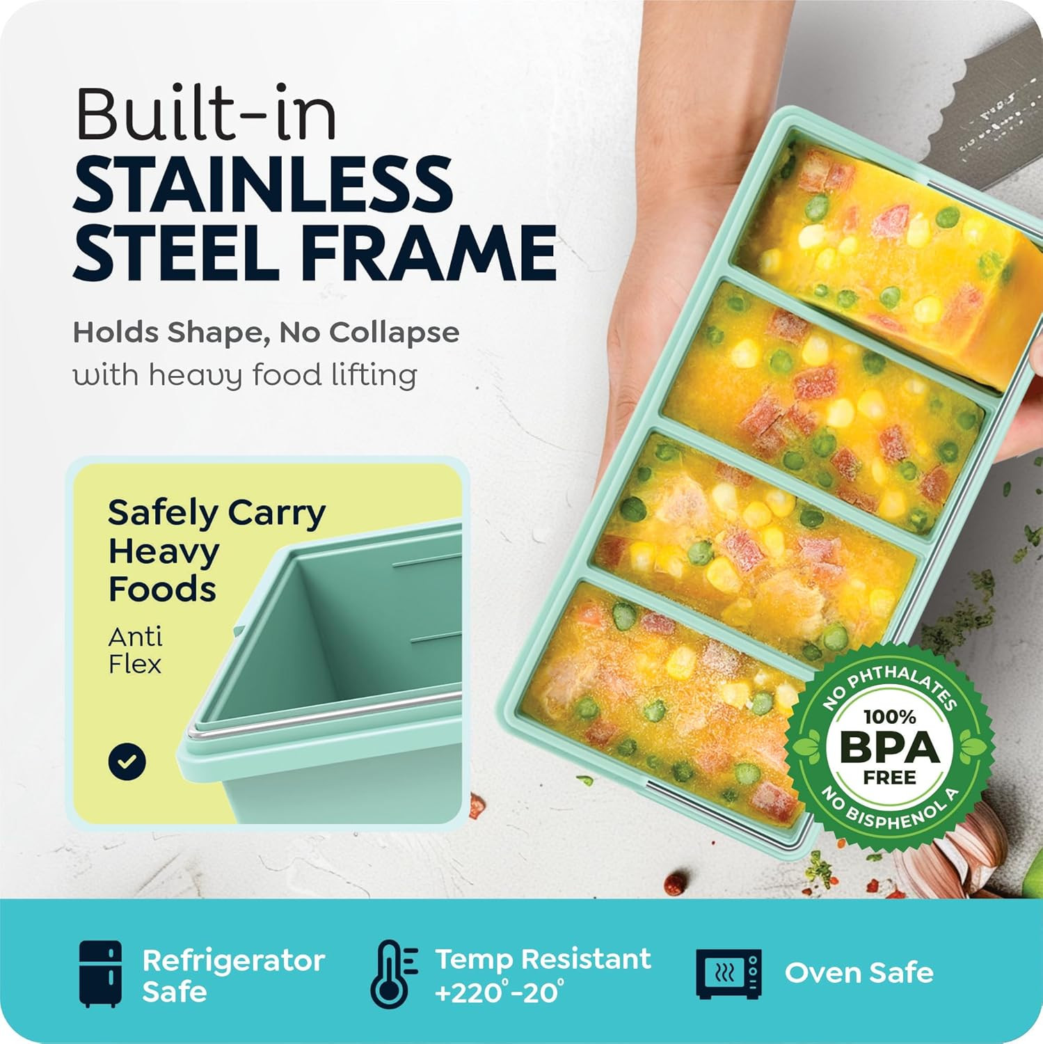 Silicone Soup Freezer Molds with Lids, 2 Cup & 1 Cup Combo, Soup Container Style