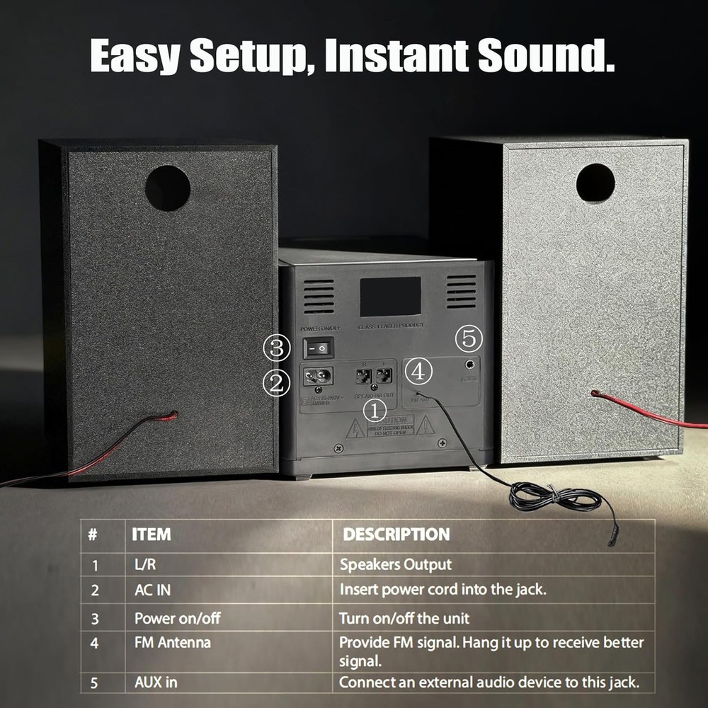 Compact Micro Hi-Fi Stereo System CD Player Home Audio System Mini Stereo System