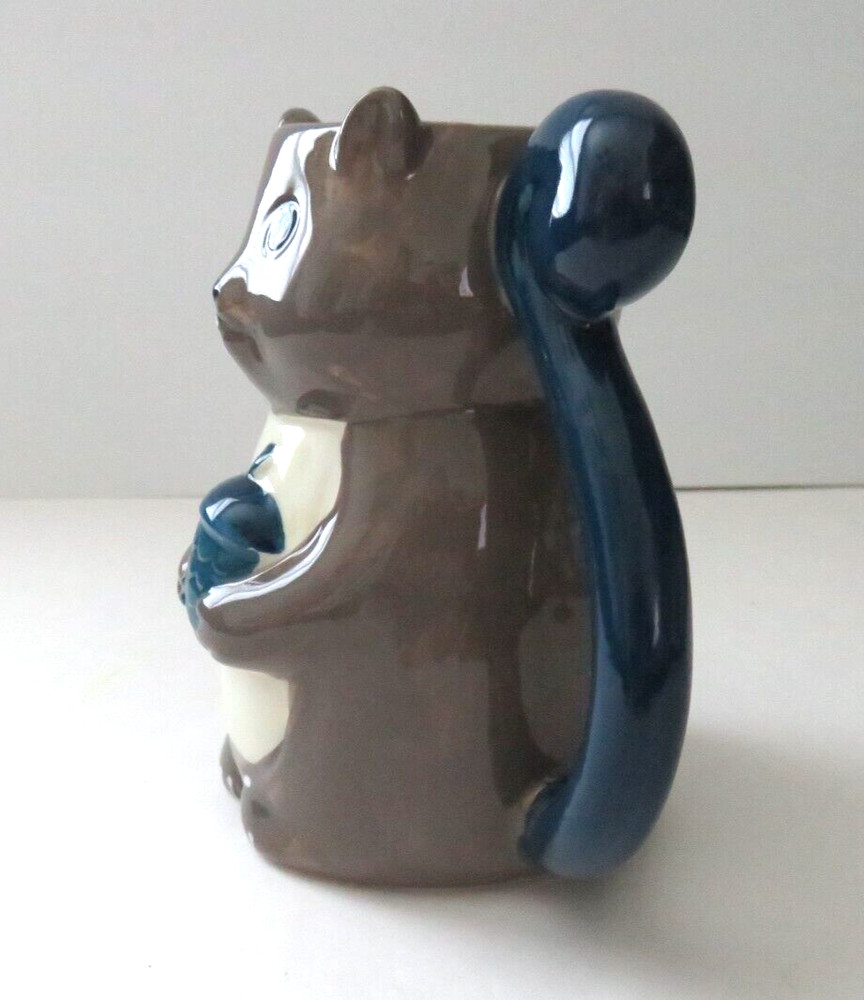 Holiday Home Gray Squirrel Ceramic Mug Cup Blue Tail New