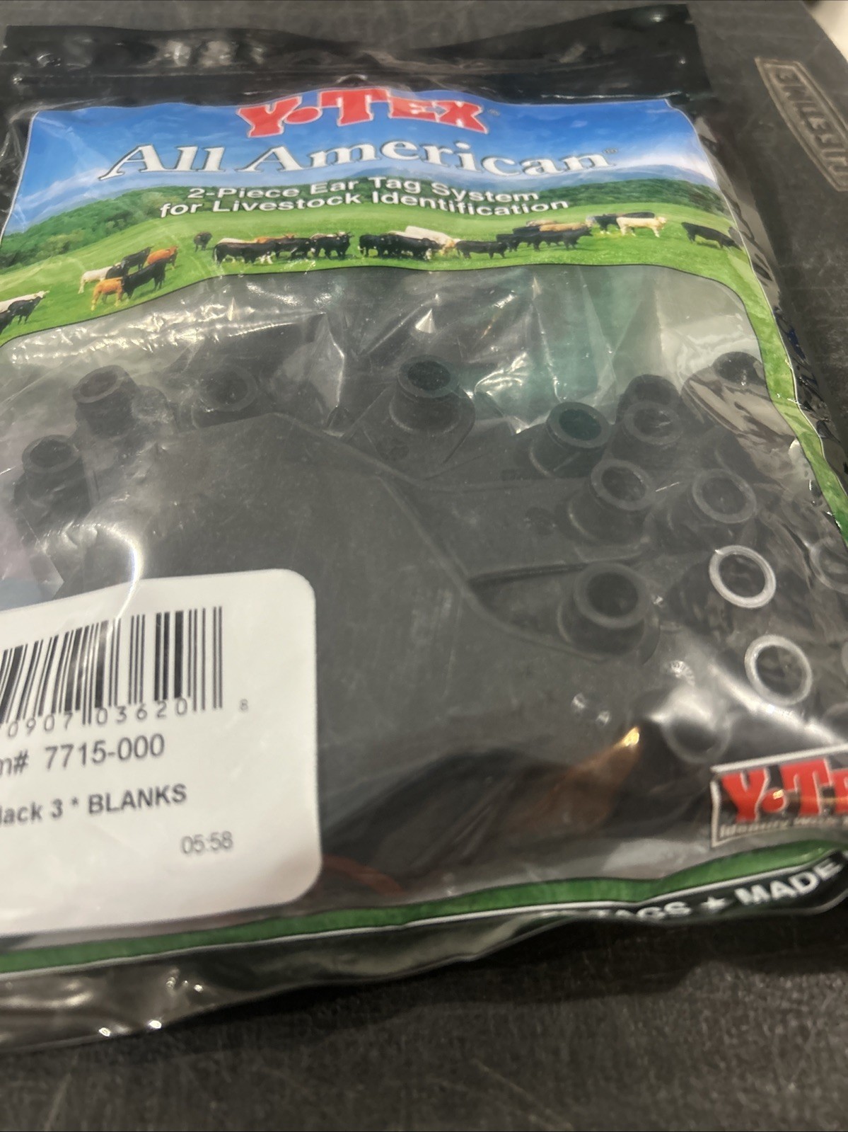 New YTex 3 Star All American Medium Cattle ID Ear Tags Black Blank No Numbers