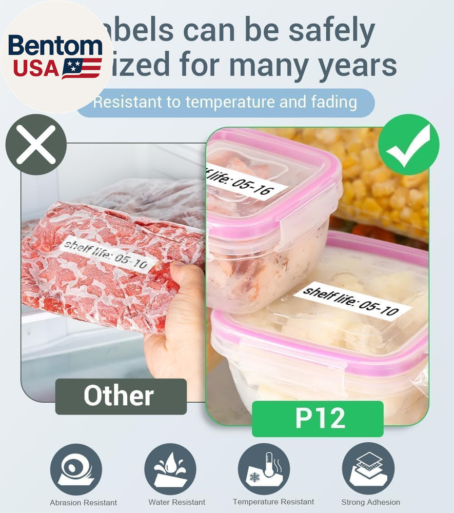 Label Maker Machine with Tape, P12 Bluetooth Small Label Maker with Multiple Tem