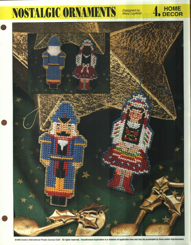 NEW 2 NOSTALGIC ORNAMENTS CHRISTMAS ANNIE'S PLASTIC CANVAS PATTERN INSTRUCTIONS