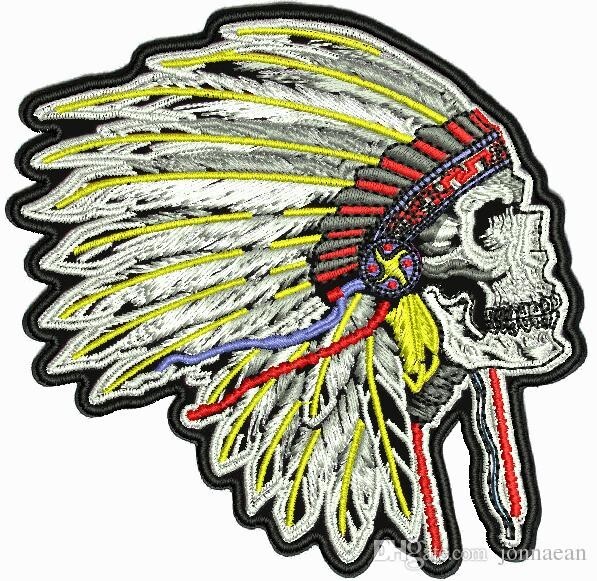 INDIAN SKULL MOTORCYCLE CHEIF BIKER PATCH 3.5 " Iron On