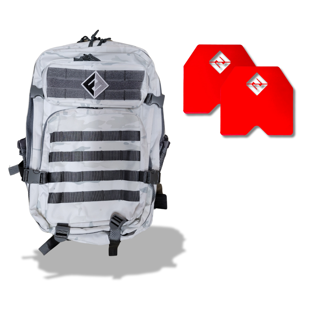 F&F STEEL Tactical Fitness Backpack with Weight Plates for Rucking and Training