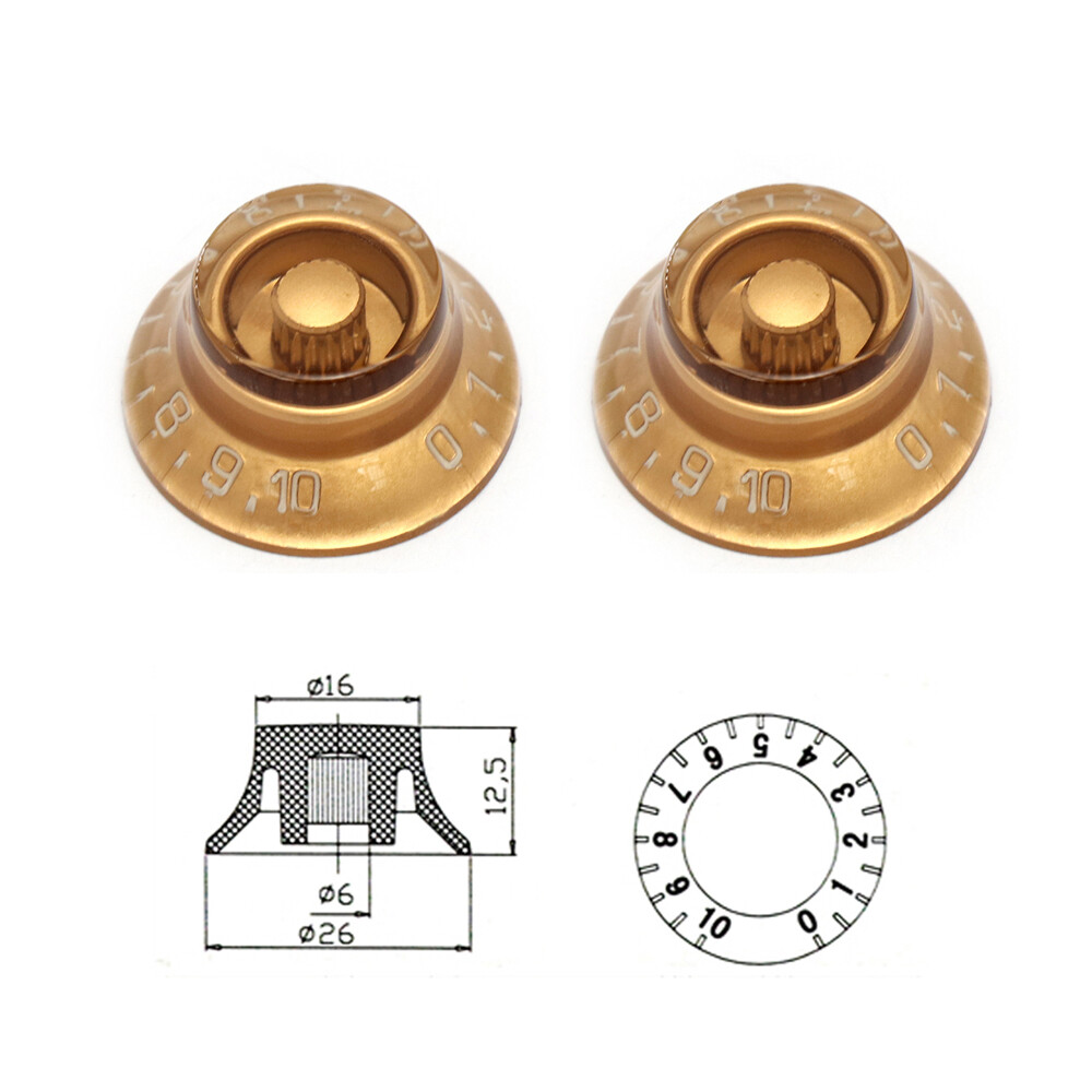 Guitar Speed Control Knobs Volume Tone Knobs Top Hat Knob for LP SG ES Gold 4Pcs