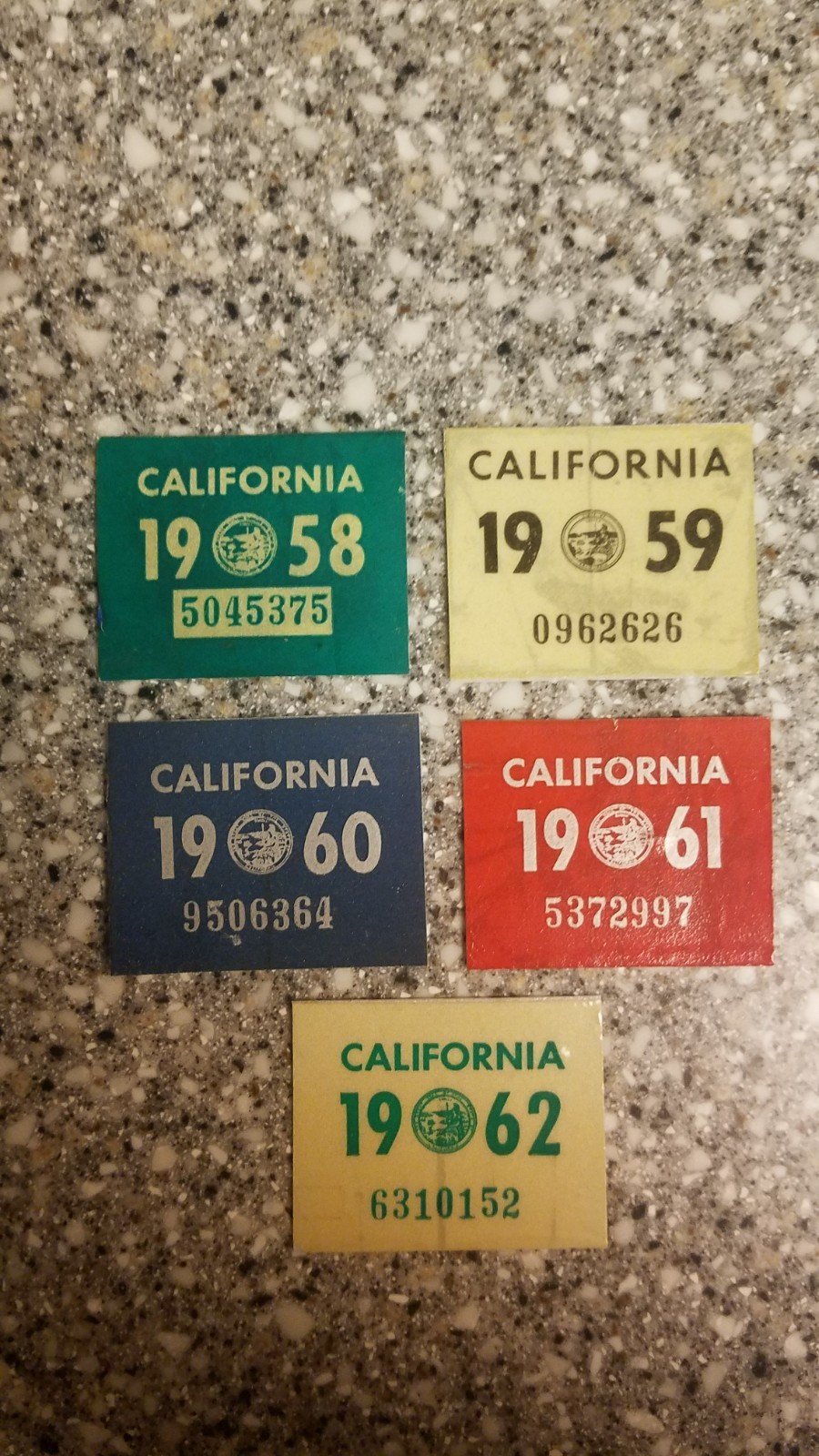 One 1958 or 1959 or 1960, 1961, 1962 California License Plate Sticker, Authentic