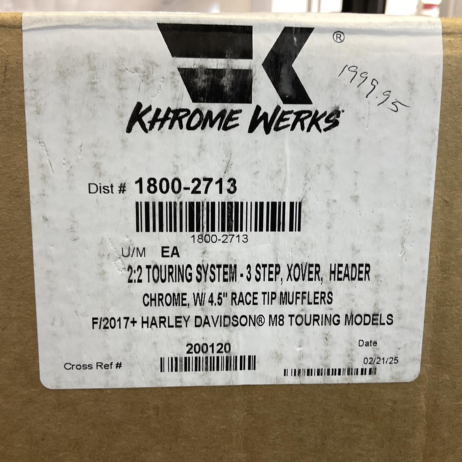 Khrome Werks 2017Up Harley Touring 4.5" Chrome Dominator 2-2 Exhaust 200120