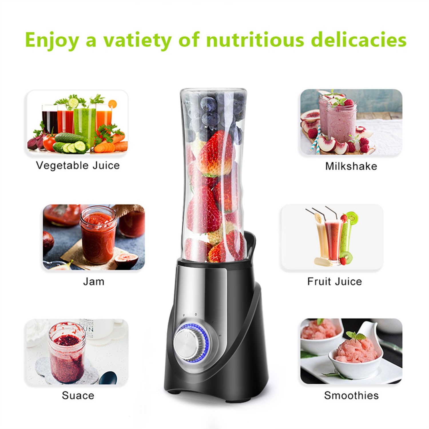 Personal Blender Stainless Steel Juicer Cup Crusher Smoothie Maker Universal US
