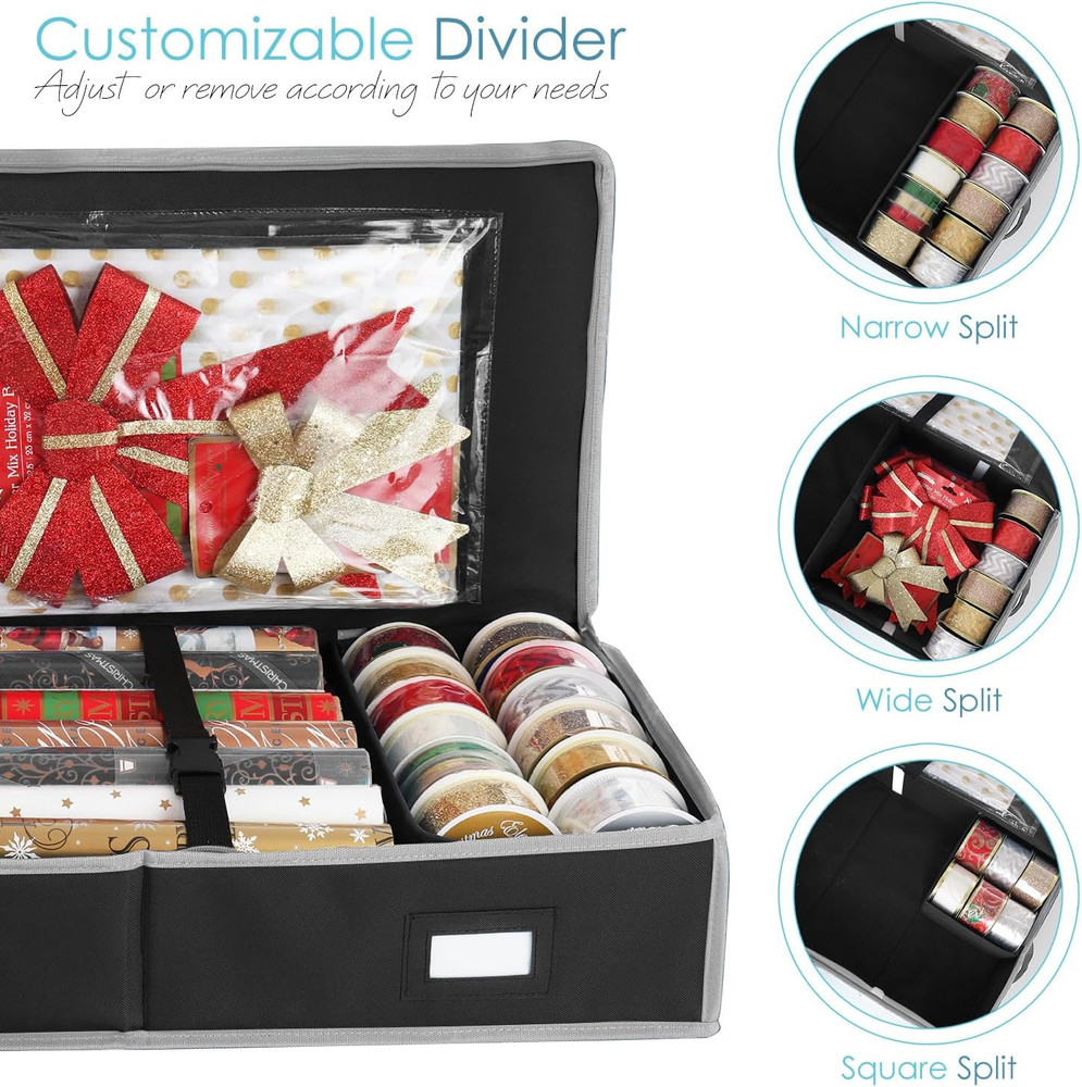 Hearth & Harbor Wrapping Paper Storage Container - Christmas Storage Bag with In