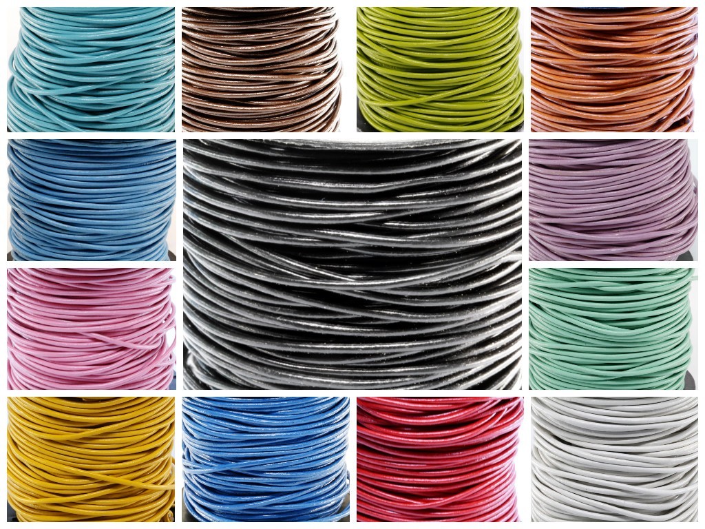 Premium Genuine Round Leather Cord Rope String Lace 2 MM 3/32" - Choose Color