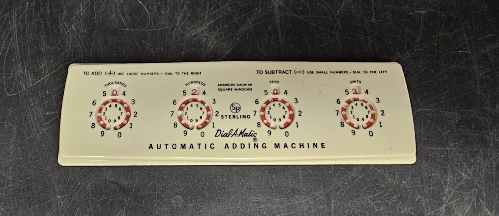 Vtg Sterling #565 Dial-A-Matic Automatic Mechanical Adding Machine No Stylus