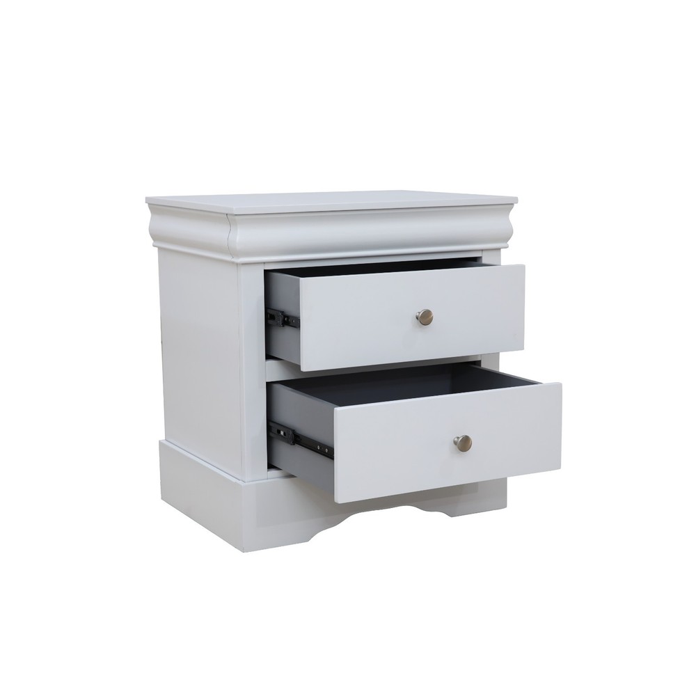 Fully Assembled 2-Drawer Nightstand, Solid Wood Bedside Table
