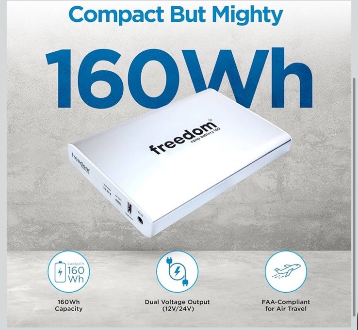 Freedom CPAP Battery 160Wh Rechargeable Portable Backup for Travel Camping