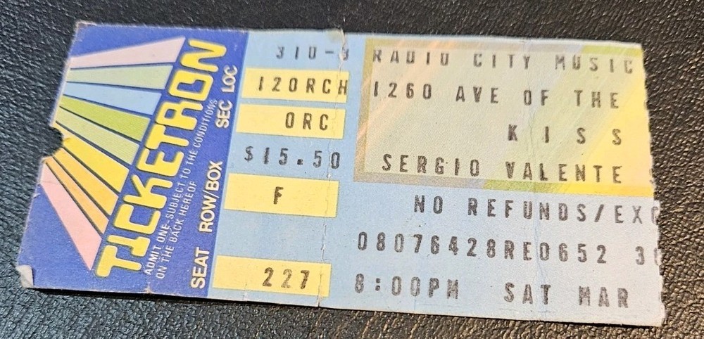 Kiss Ticket Stub 1983 Radio City Music Hall Nyc