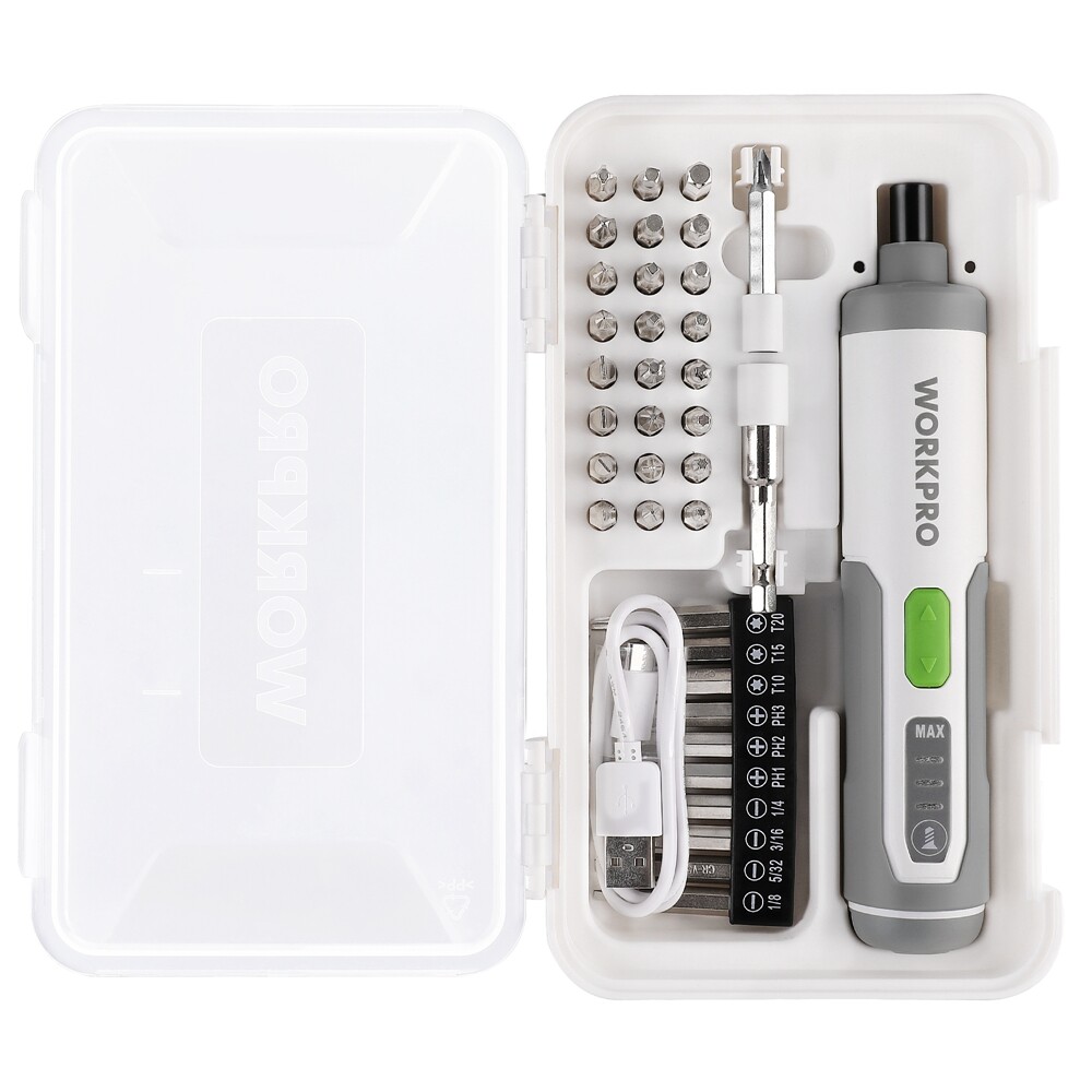 WORKPRO 4V Electric Screwdriver Rechargeable Cordless Screwdriver Sets w/35 Bits