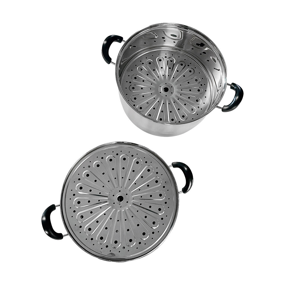 2-tier 13 inch Stainless Steel Stackable Steamer Pot, with Lid, Multipurpose Use