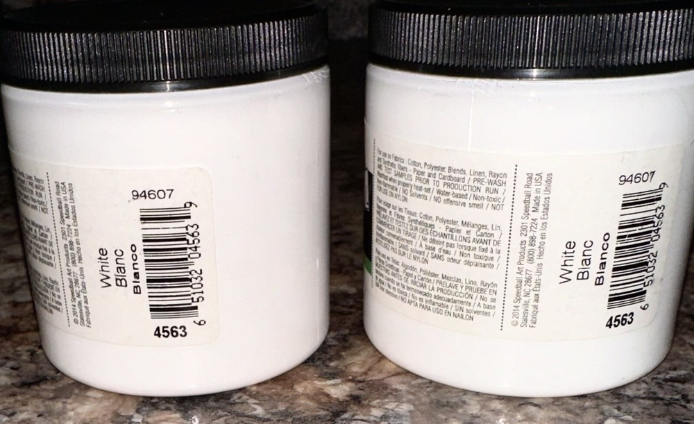 Speedball Fabric Screen Printing Ink, Process White, 8oz Lot 2 Bundle New