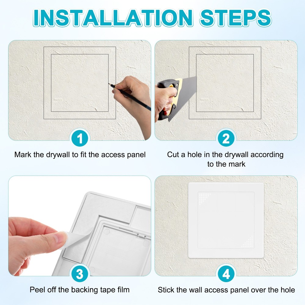 2-Pack Access Panel for Drywall, 6x6" Plastic Removable [White, Vented Square]