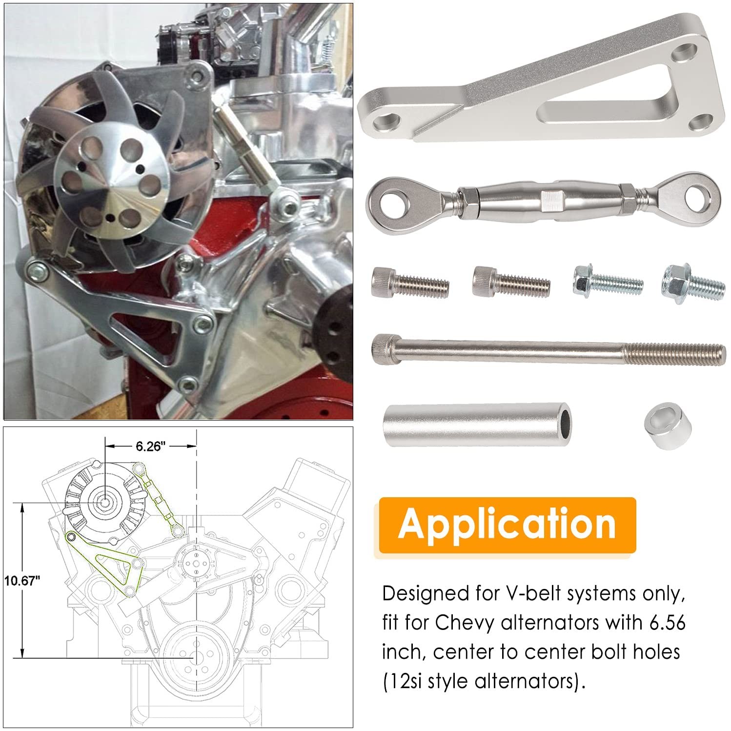 551411 Alternator Bracket for Small Block Chevy 305, Cylinder Water Carburetor