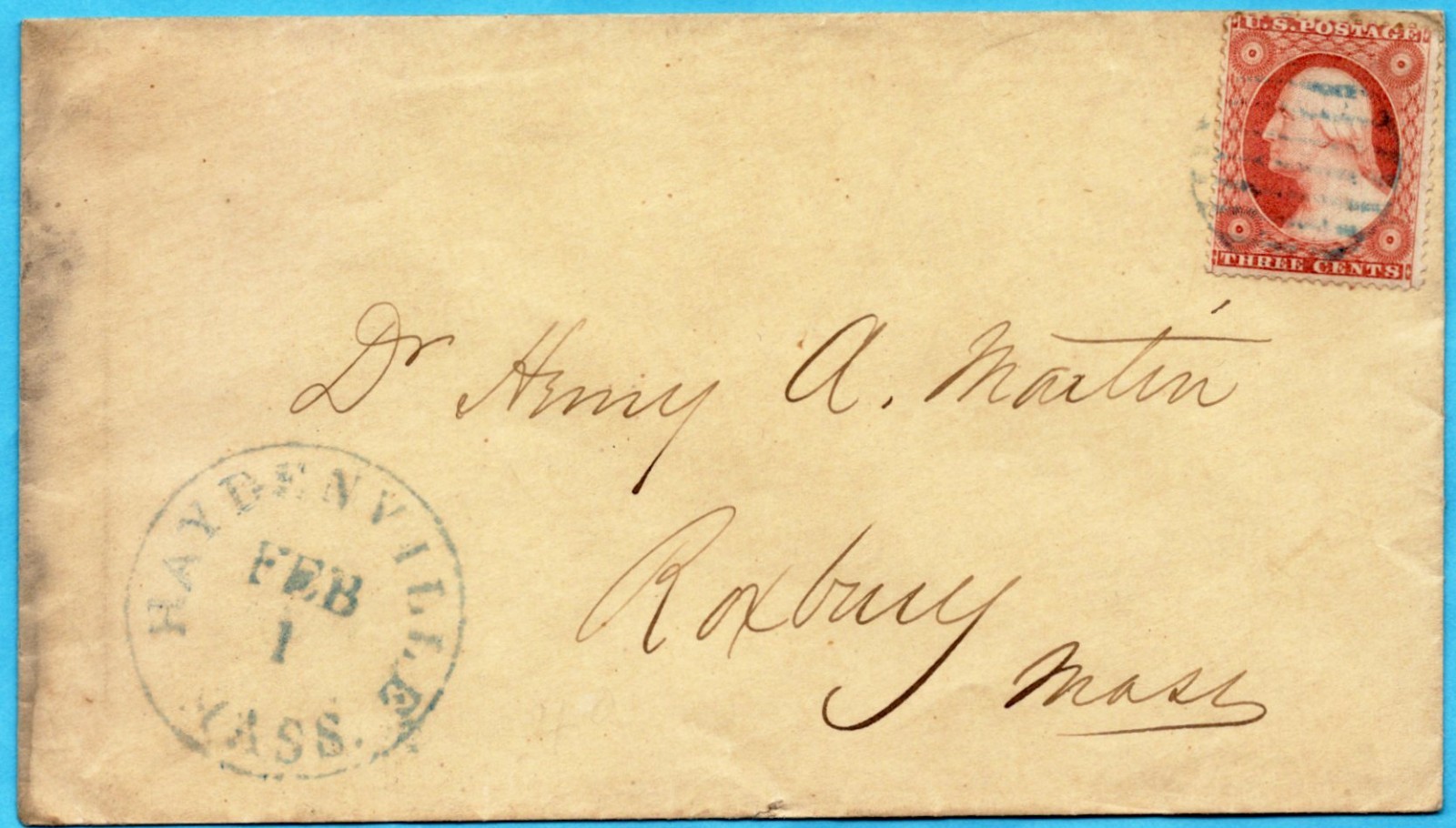 U.S. Scott : 26 with circle cancel : Haydenville, Mass.         /     MB- 580