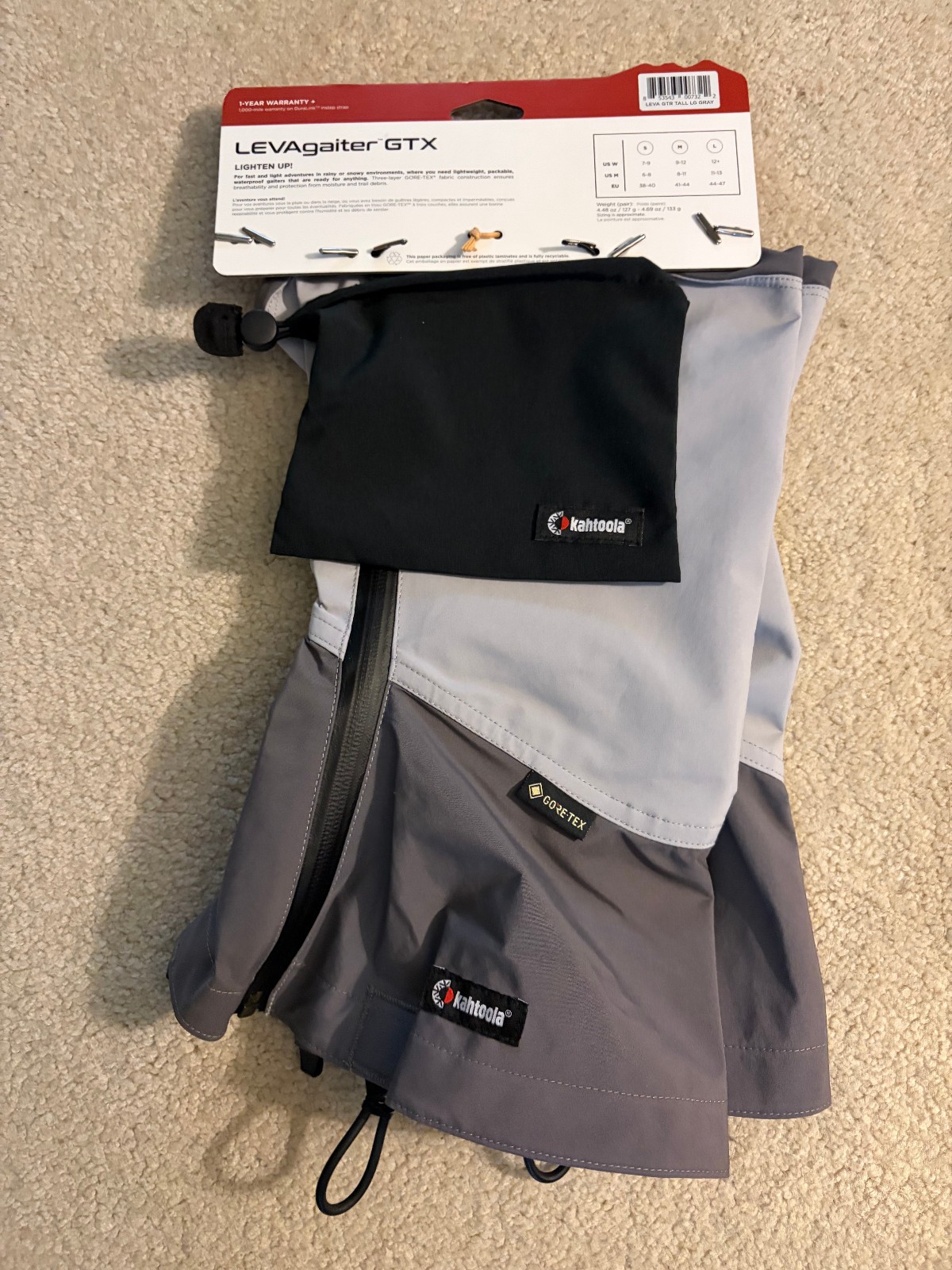 Kahtoola LEVAgaiter GTX Waterproof Hiking Gaiter Adult Large - New with Tags