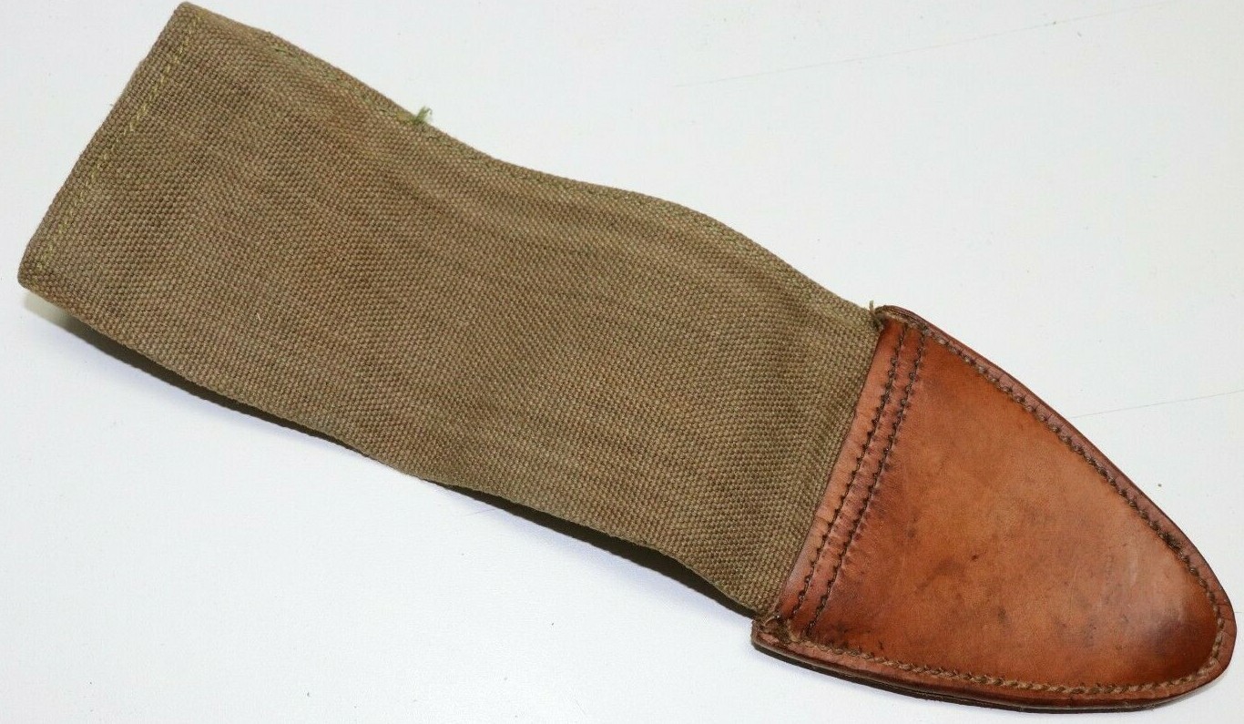 WWI US Tan/khaki Canvas Bolo sheath cover w 1910 belt hanger each E1150