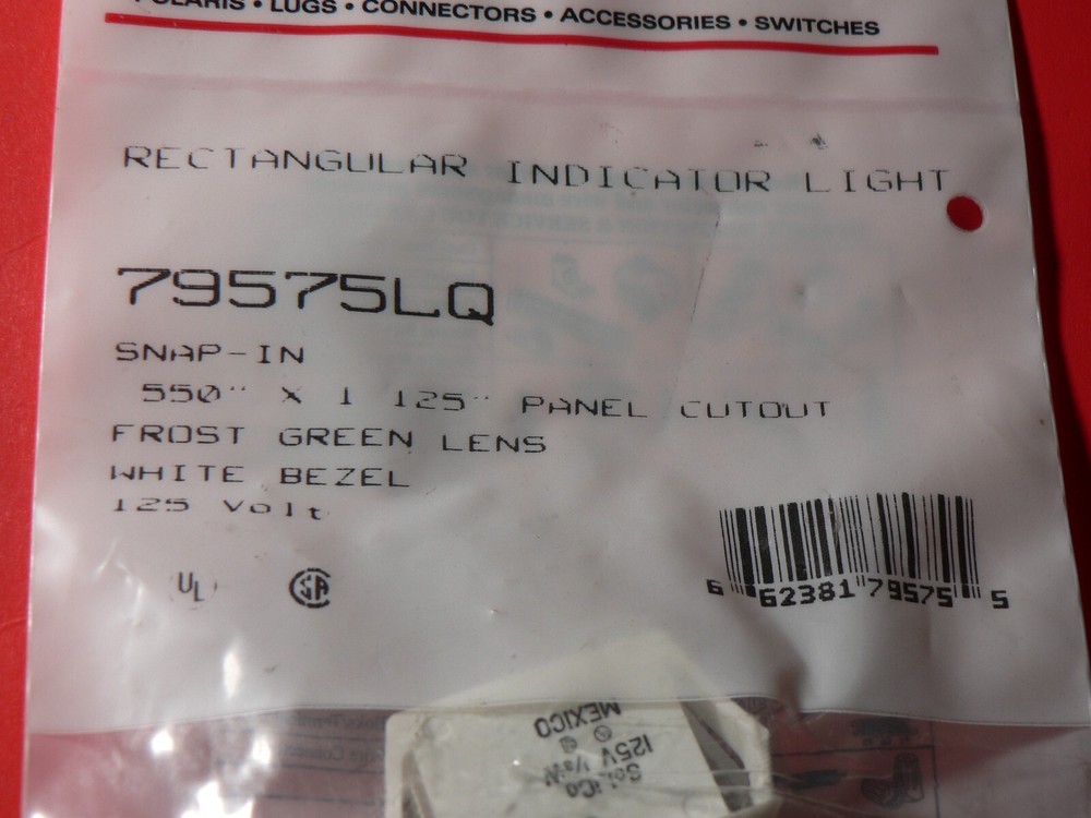 2 PCS NSI 79575LQ SNAP-IN GREEN LENS WHITE BEZEL RECTANGULAR INDICATOR LIGHT