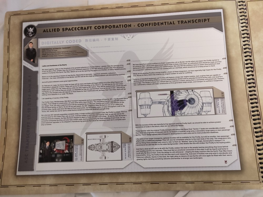 Firefly: Serenity Blueprints Reference Pack Spiral bound 12”x16”