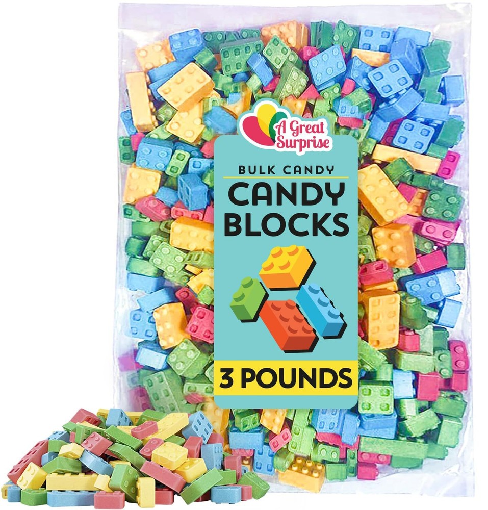 Building Blocks Candy, 3 Pound Bag, Candy Bricks Assorted Flavors, Edible Blocks