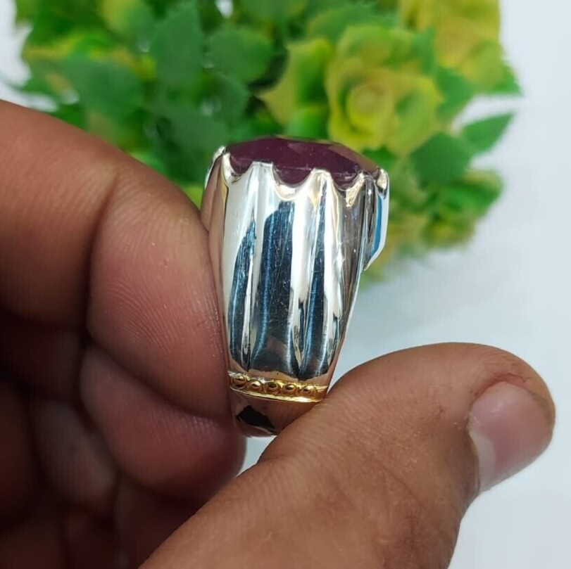 Natural Anari Ruby Stone Ring Big Ruby Stones Sterling Silver Unique Ruby Ring