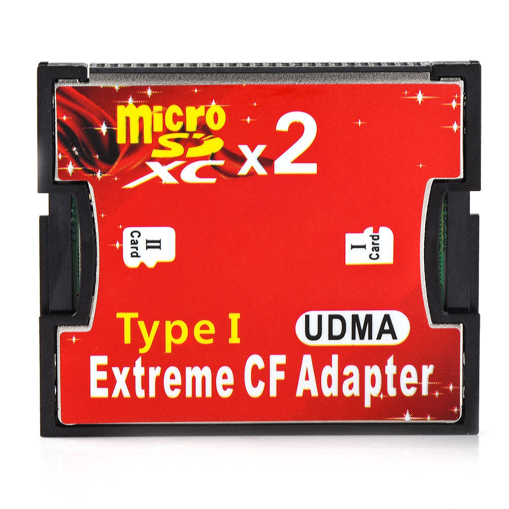 Dual Slot Micro SD TF to CF Adapter Extreme Compact Flash Type I Card Converter