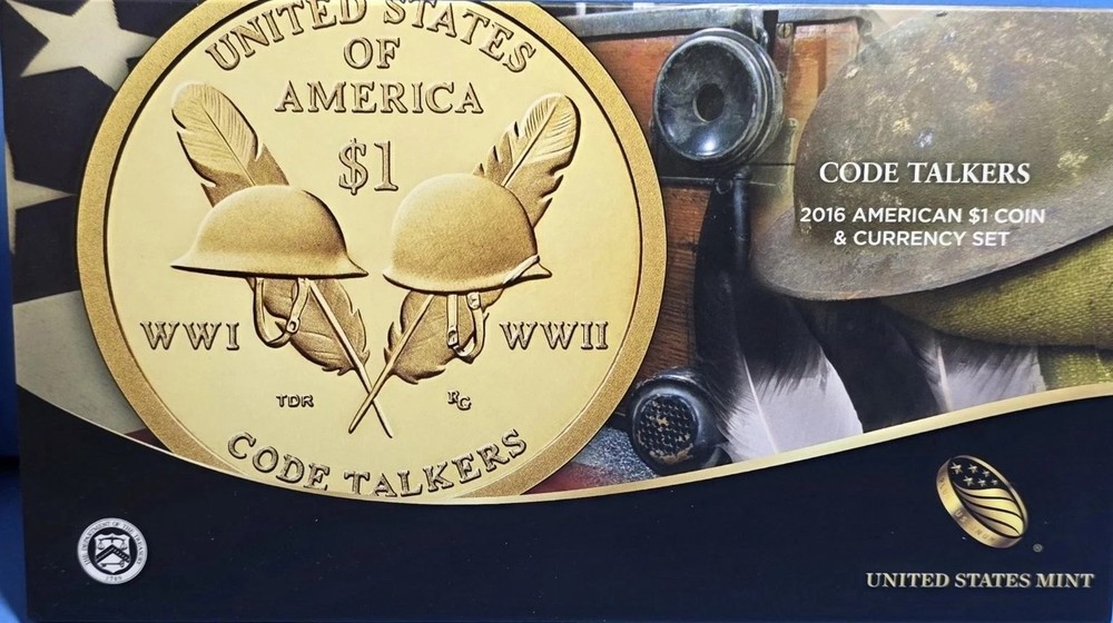 2016 Native American $1 Coin & Currency Set - Code Talkers in WW2