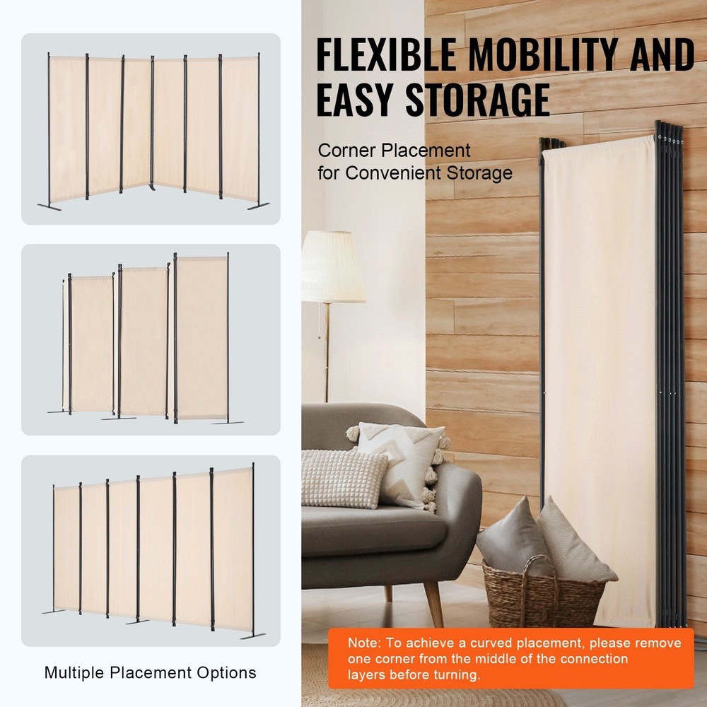 6 Panel Partition Screen 3110x1805mm Strong Iron Hinge System