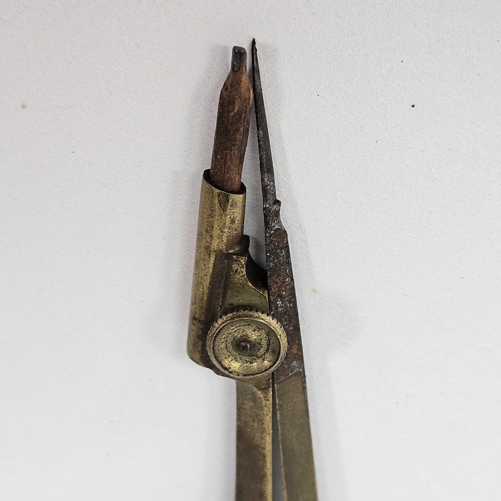 Vintage Brass Drawing Compass Divider Tool Engineering Drafting Antique
