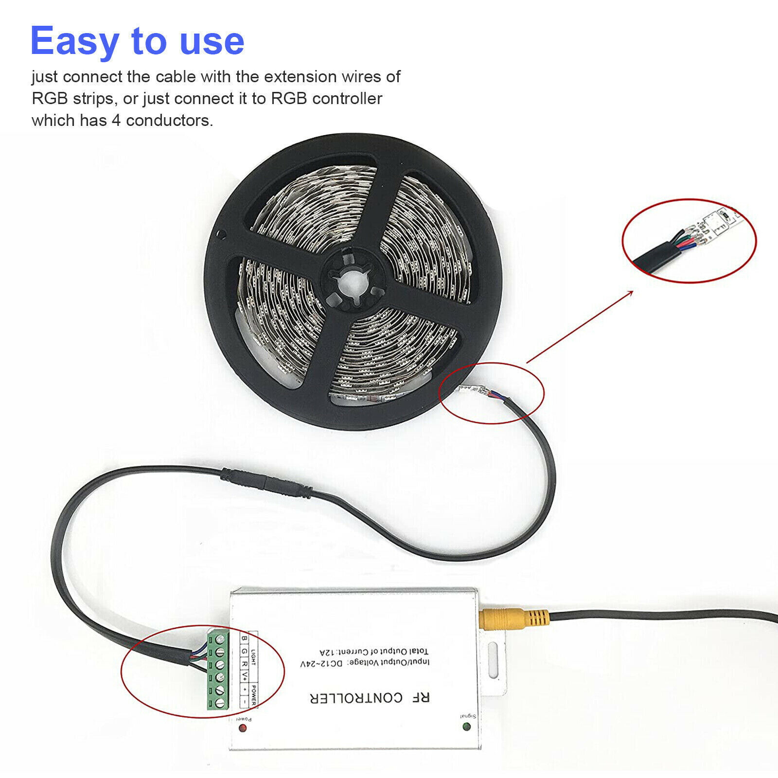 20/40PCS 4PIN Male/Female Connector Wire Cable For 5050 3528 RGB LED Strip Light