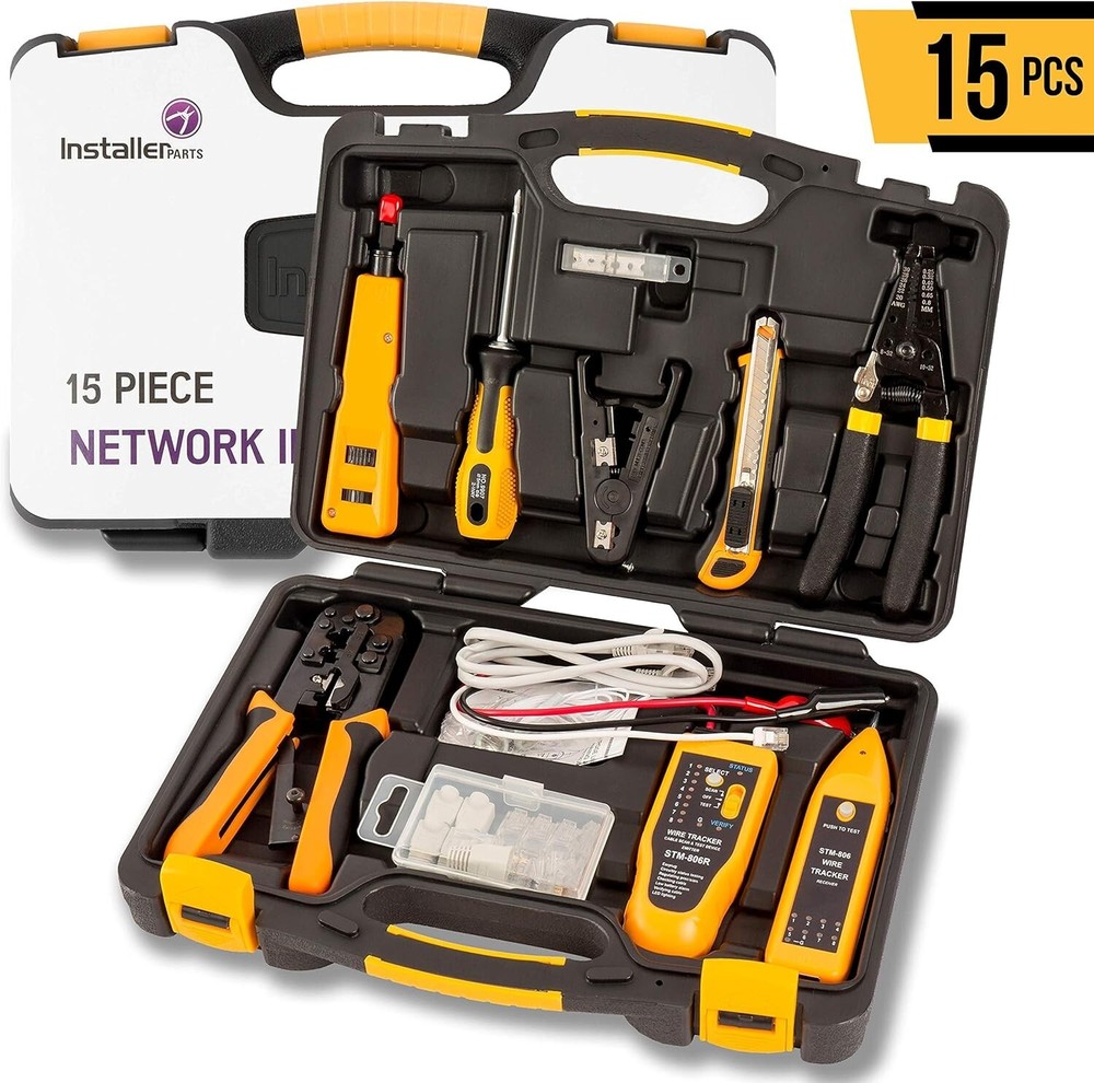 15-Piece Professional Network Tool Kit with Crimper, Tester & Punch Down Tool