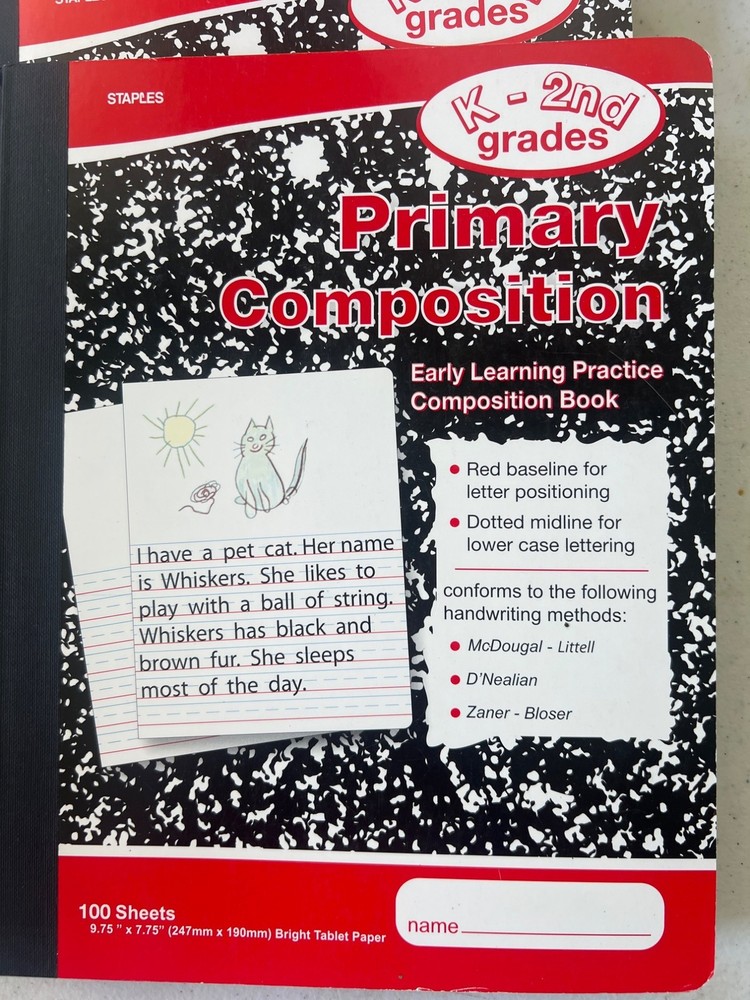 Primary Writing Composition Notebooks For Grades K-2 4 Pack Mead & Staples