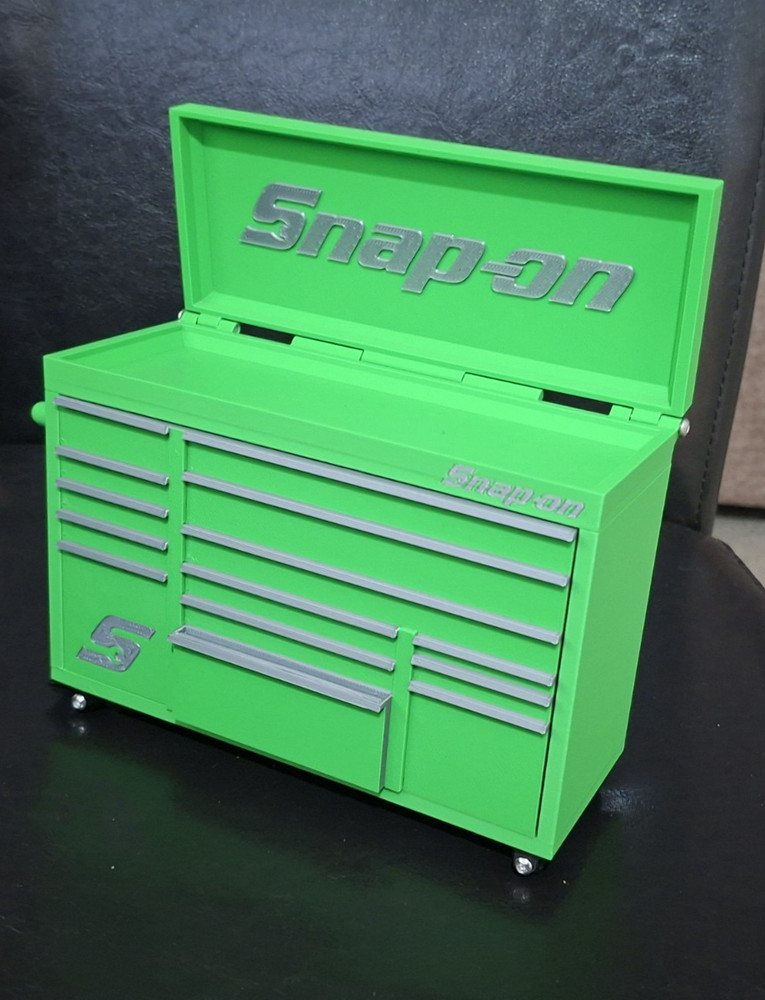 Snap-On Mini High Quality 3D Printed Toolbox (Green) (Silver)