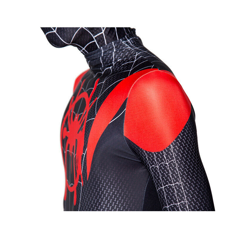Spiderman Miles Morales Halloween Costume Cosplay Mens Jumpsuit Spandex Bodysuit