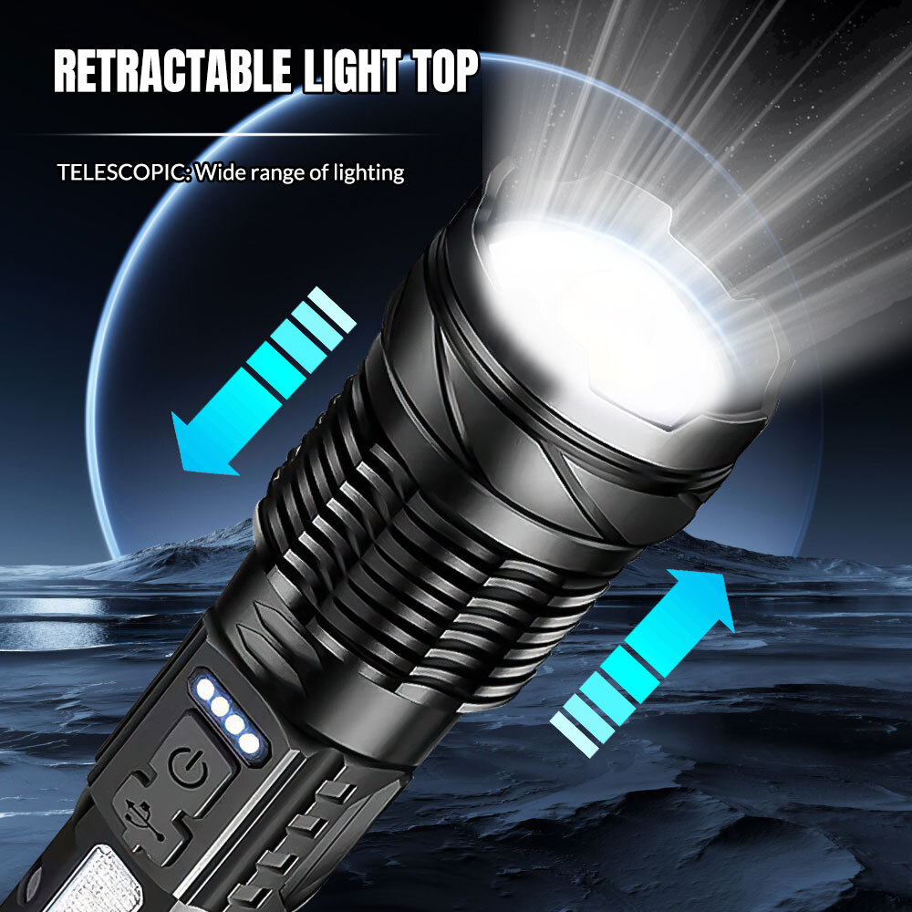9000000LM LED Flashlight Tactical Super Bright Torch LED Work Light Rechargeable