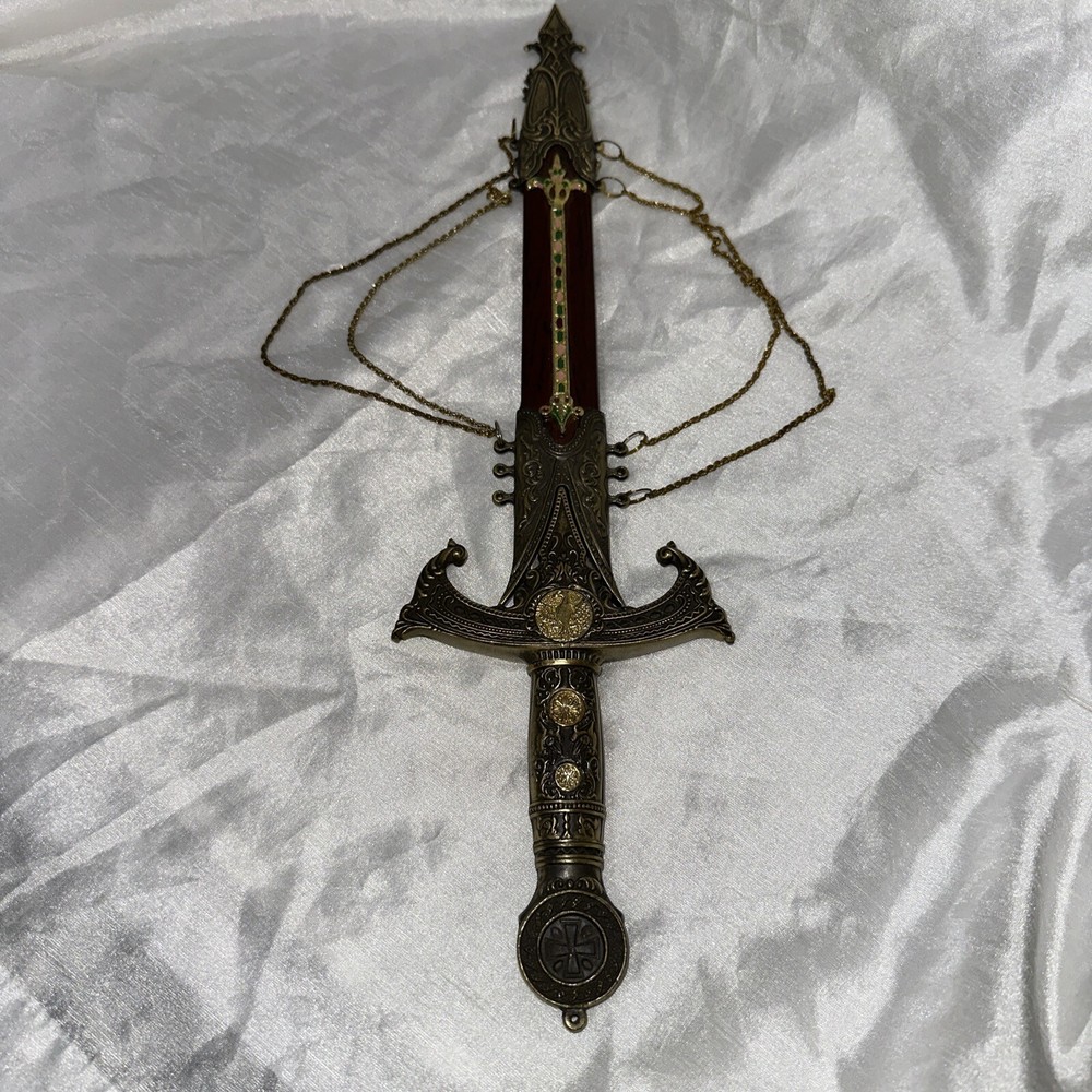 Ornate Oriental Replica 15” Dagger Sword with Sheath (A)