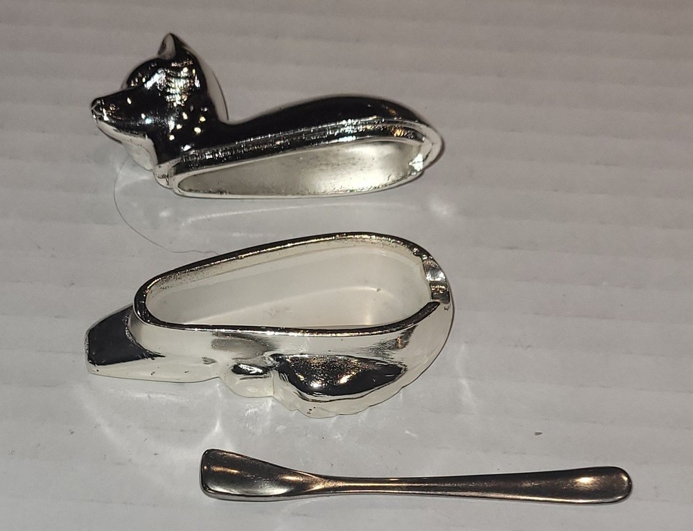 WM. A. Rogers Silver plated Fox Salt Cellar 8442 with Spoon With Box