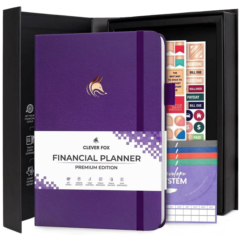 Clever Fox Financial Planner Premium Edition A5 Expense Tracker (Purple)