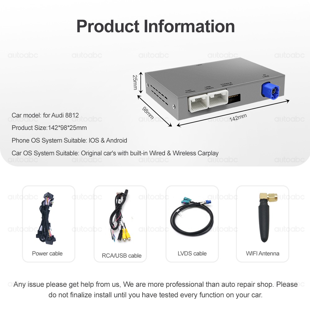 Wireless Carplay Android Auto Interface Retrofit Decoder For Audi A8 2011-2017