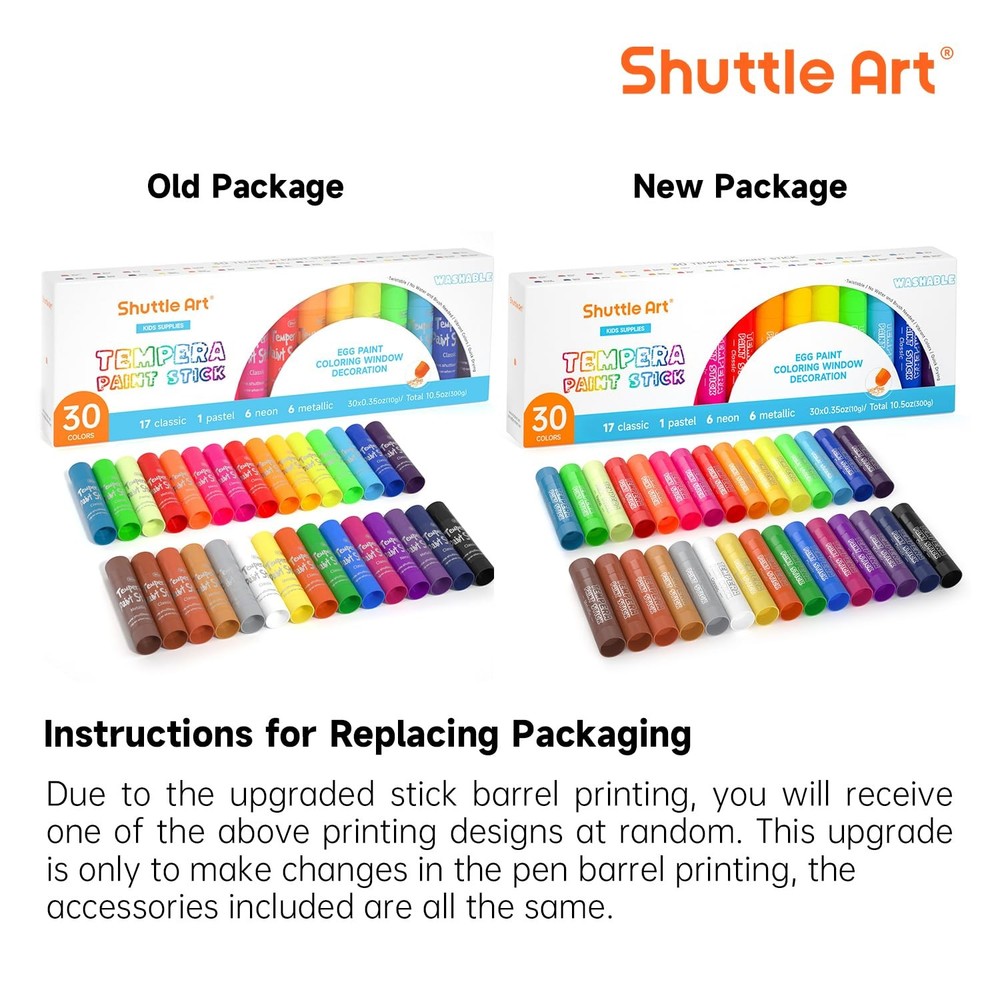 Shuttle Art Tempera Paint Sticks 30 Solid Colours Quick Drying Works Great...