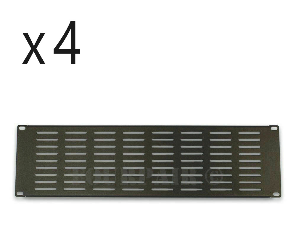 4 Pack - 3 Space 3U - 19" Blank Vented IT Rack Mount Server Panel Filler Spacer