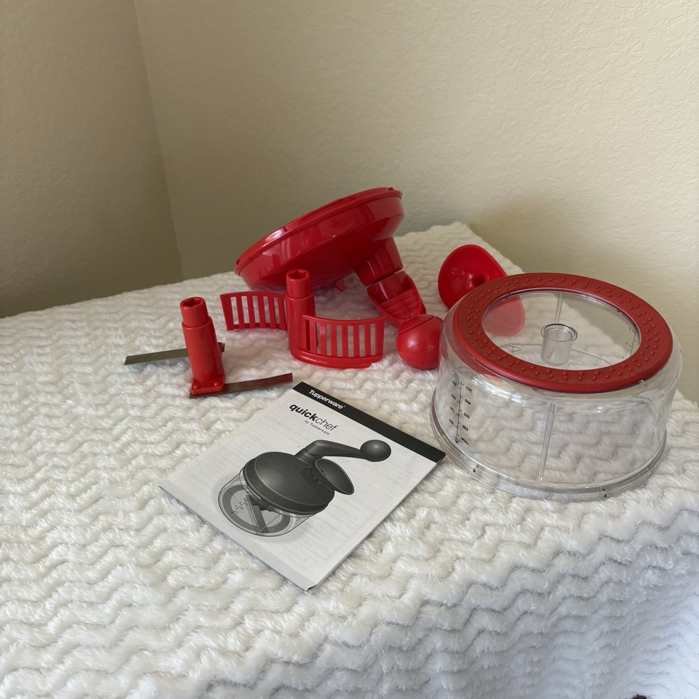 TUPPERWARE Red Quick Chef Food Processor Chopper Mixer Whisk