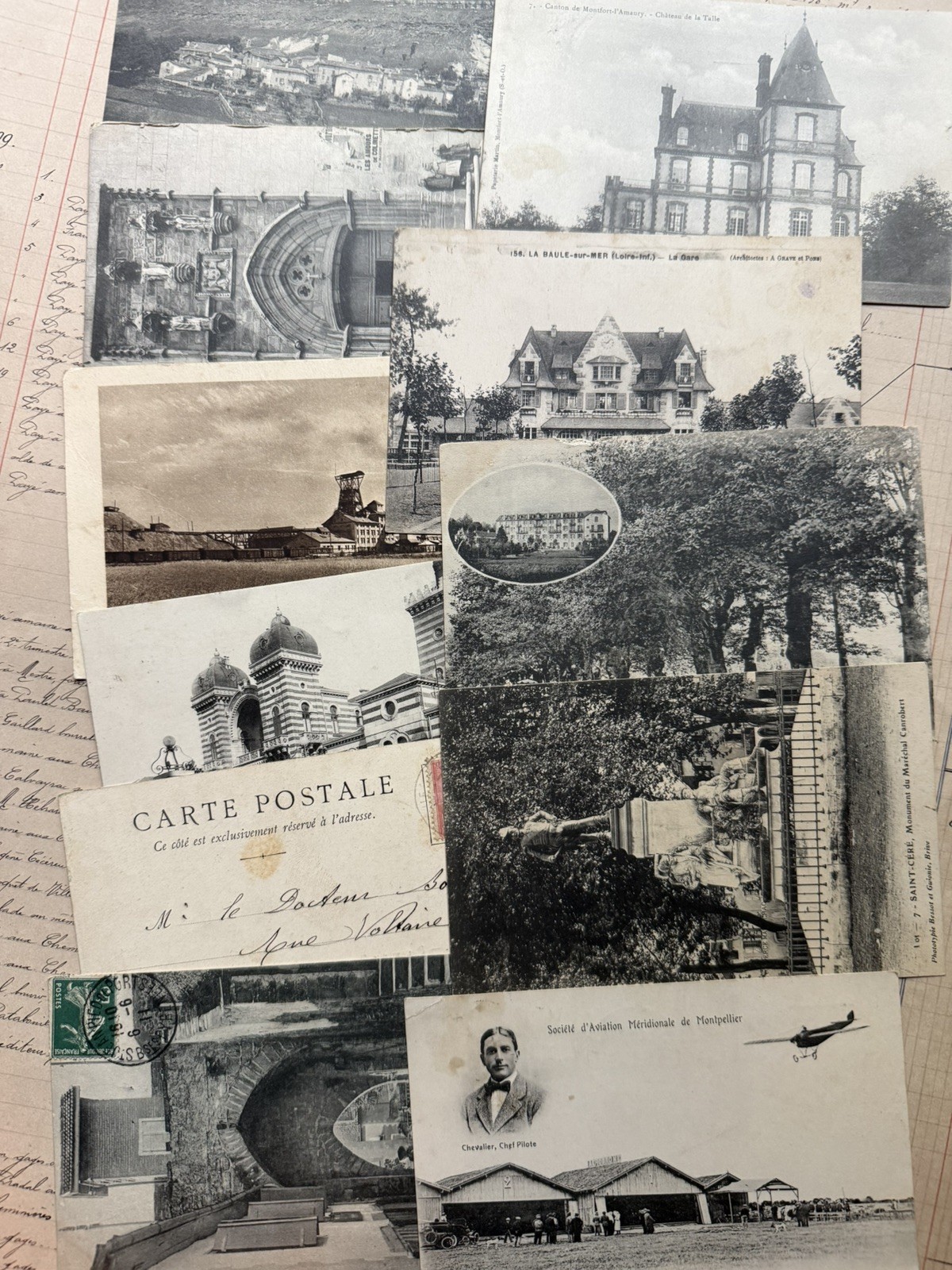 Large Lot Antique Vintage Authentic French Ephemera - Handwritten Letters Photos