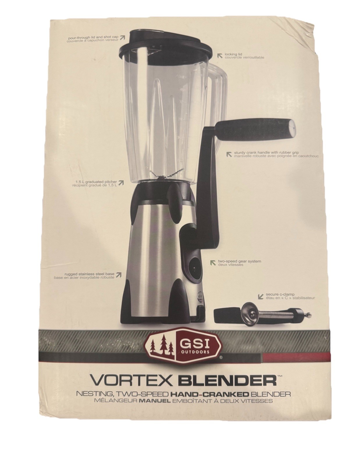 GSI Outdoors Vortex Blender Hand-Cranked Two-Speed Camping Stainless Steel