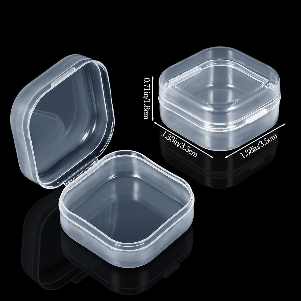 6 Pack Small Plastic Flip Lid Container Mini Plastic Clear Beads Storage Contain